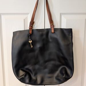 Black Leather Tote Bag